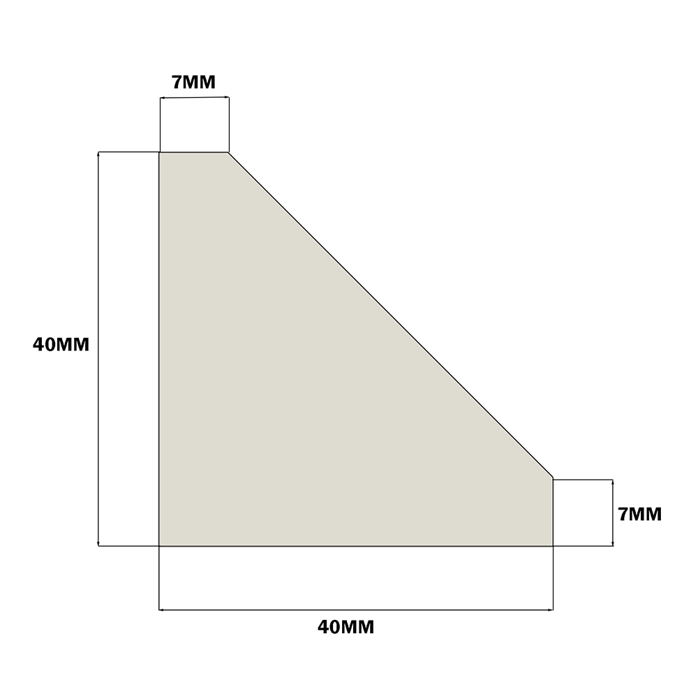 40-160-3SS MODULAR SOLUTIONS GUSSET BRACKET<BR>18.5MM X 45MM WITH STAINLESS STEEL HARDWARE REINFORCEMENT ANGLE
